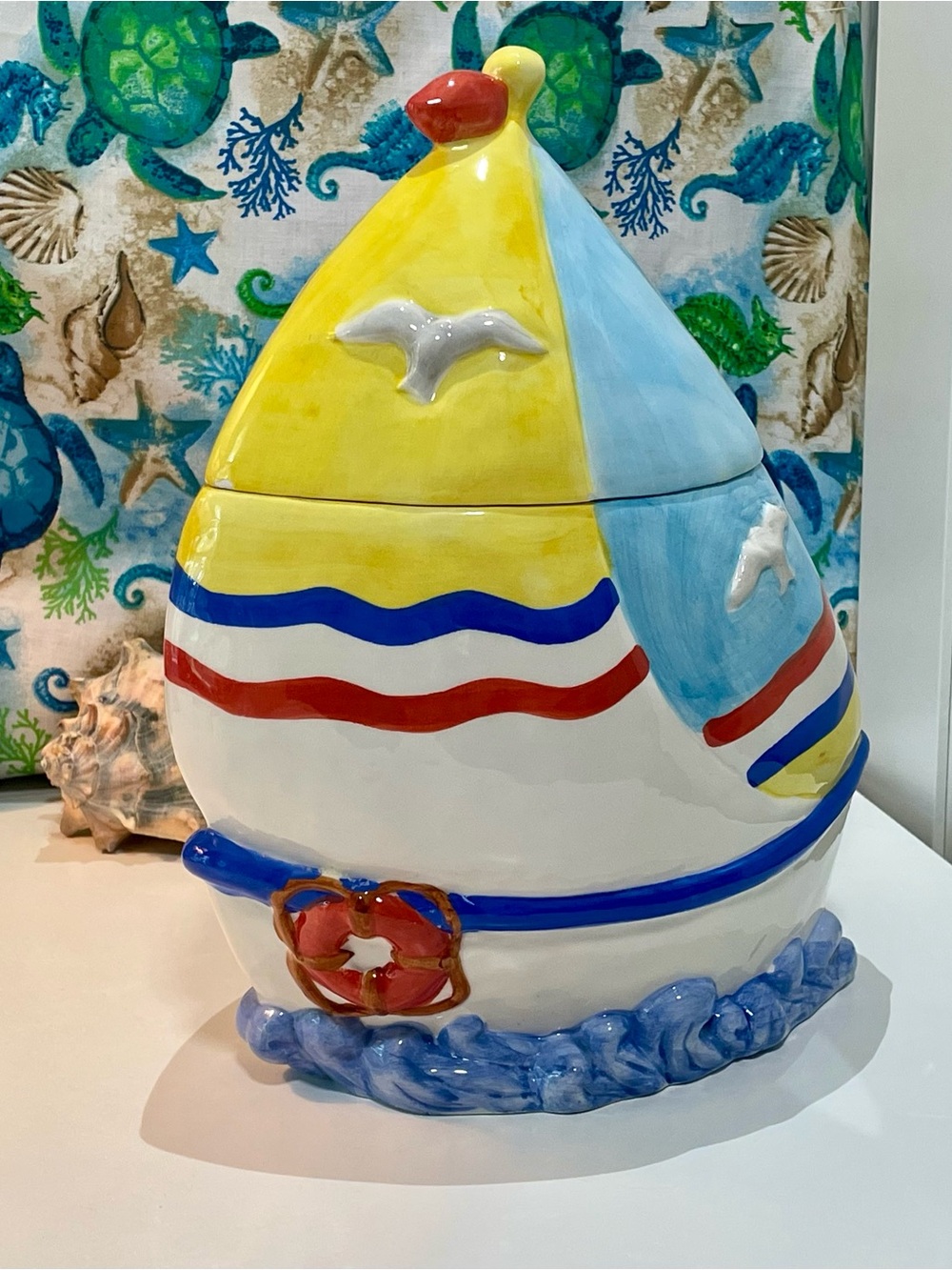 Vintage Nautical Sailboat Cookie Jar